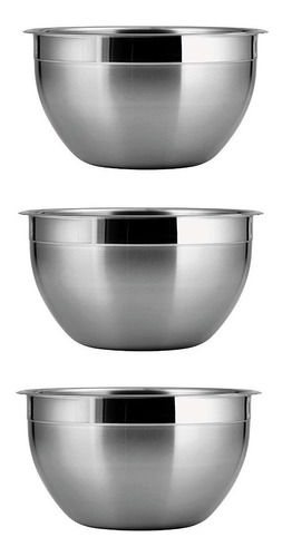 Pack X3 Bowl Acero Inoxidable Menaje Ensaladeras Bowl 26cm