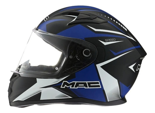 Casco Moto Integral Mac Speed Bond Negro Azul Mate Avant