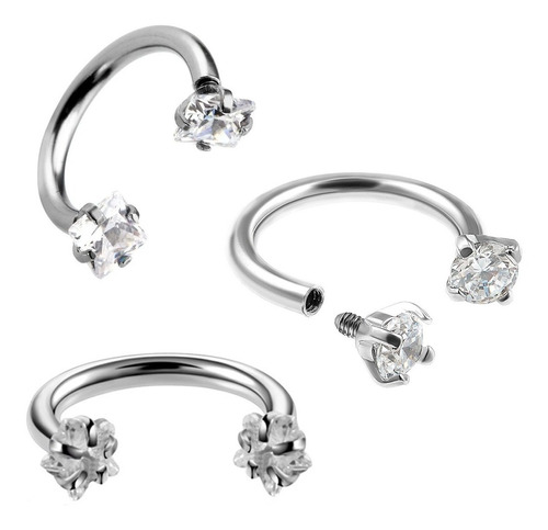 Piercing Argolla Bull Con Strass Engarzado Y Rosca Interna