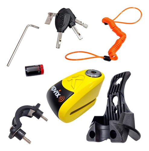 Traba Disco Kovix Con Alarma Amarillo Perno 6mm Hanex Um