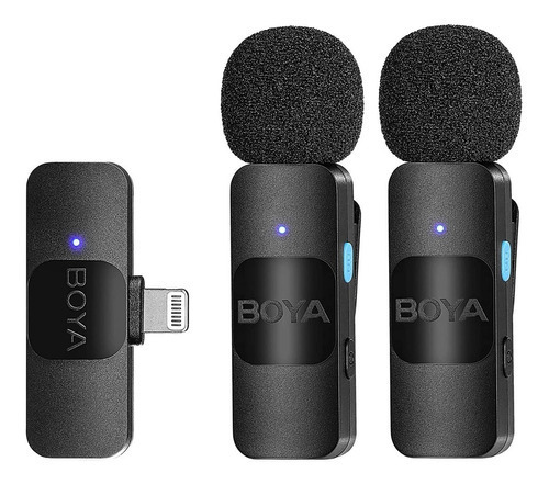 Microfone Boya By V2 Sem Fio 2.4g Lapela Compatível Com Dispositivos Até O iPhone 14 Com Saída Lightning