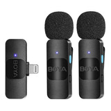 Sistema Microfone Sem Fio Boya By-v2 P/ios 2.4g Lapela Preto