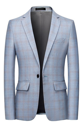 Blazer Casual A Cuadros Para Hombre, Traje Ajustado De Ingla