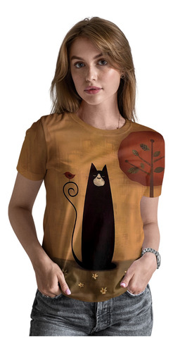 Blusa / Playera De Dama Moda Casual Estampado Gatos Juvenil