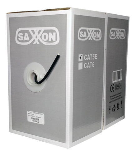 Bobina Cable Utp Saxxon 100% Cobre Cat5e Negro 100m Exterior