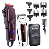 Kit Máquinas Cortar Cabelo Barbeiro Acabamento Shaver Kemei 