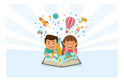 Papel De Parede Infantil Cantinho Leitura Livros Balões 4m²