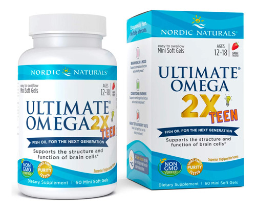 Nordic Naturals Ultimate Omega 2x Teen, Fresa - 60 Mini Gele