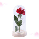  Cupula C/ Led Flor Rosa Tecido Grande Vidro Presente Eterna
