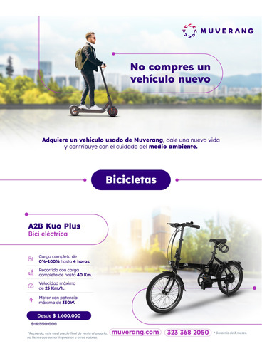 Bicicleta Eléctrica A2b Kuo Plus Plegable 350w Bogotá