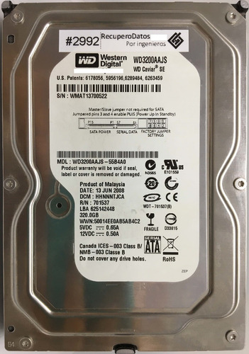 Wd Wd3200aajs-55b4a0 320gb Sata - 03692 Recuperodatos