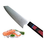 Cuchillo De Cocina Japonés Acero Damasco Y Fibra De Vidrio