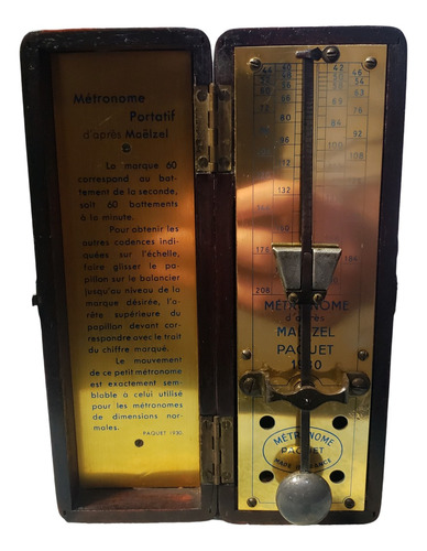 Metrônomo Paquet 1930 - Metrônomo De Madeira Antigo