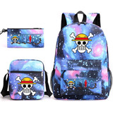 1 Mochila Anime Luffy Calavera 3 Piezas