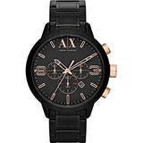 Atlc Chronograph Black Dial Black Ion-plated Mens Watch Ax13