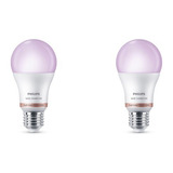 Pack X 2 Lamparas Led Bulbo Color Philips Smart Wifi Rgb 