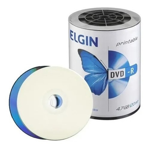 Disco Virgem Dvd-r Elgin Printable 4.7g De 16x Por 100 Unid.