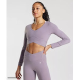 Gymshark Crossover Long Sleeve Crop Top - Slate Lavender