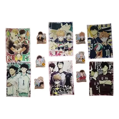Haikyuu! 6 Posters + 17 Stickers +1 Credencial Anime Paquete