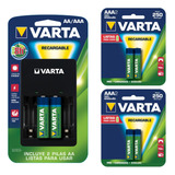 Combo Cargador + 4 Pilas Aaa Recargables Varta