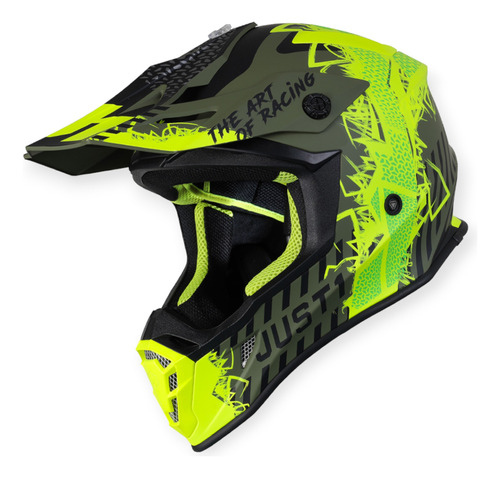 Casco Just1 J38 Mask Motocross Enduro Amarillo/negro/verde