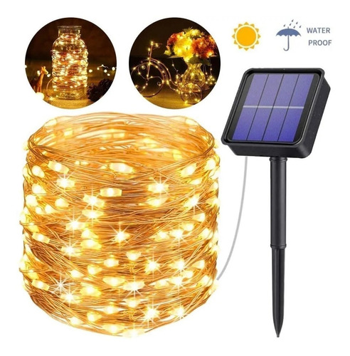 Guirnalda Micro Leds Con Panel Solar Impermeables 100 Luces