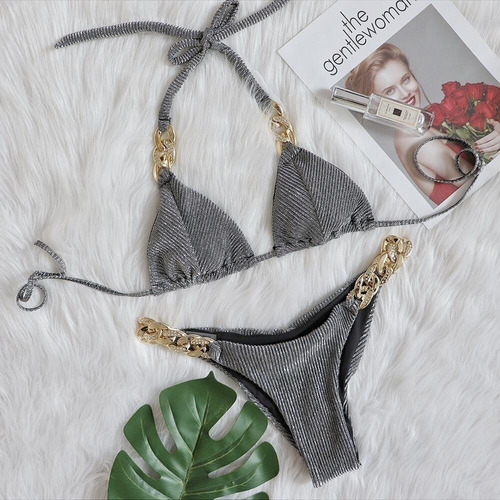 Bikini Biquíni Bojo Luxo Pedraria Strass Corrente 521p