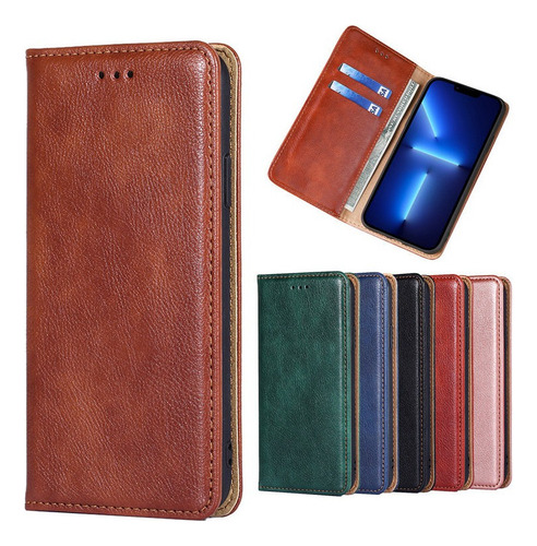 Funda Protectora De Cuero Para iPhone Tipo Wallet /