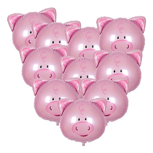 10 Globos Cabeza O Cuerpo De Chancho Cerdo Granja 35cm 