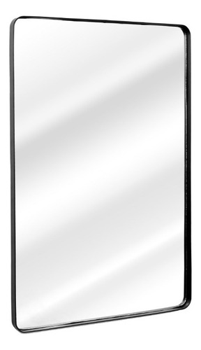 Espelho Retangular 70x50 Moldura Metal Banheiro Quarto Sala Moldura Preto