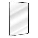 Espelho Retangular 70x50 Moldura Metal Banheiro Quarto Sala Moldura Preto