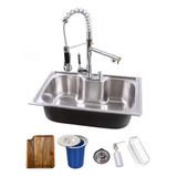 Stillus Home 60x42 Cuba Gourmet Acetinado Inox 304 Com Acessórios Cor Prateado