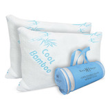 Cooling Bamboo Pillows 2 Pack Queen Size For Sleeping, Soft 