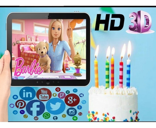 Vídeo Invitación Barbie  Y Todos Los Motivos 3d Con Fotos