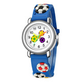 Reloj Futbol Soccer Para Niño Niña Unisex Azul Rey 