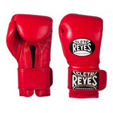 Guantes De Box Cleto Reyes Velcro Piel Rojo Negro 18oz 