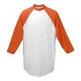 Augusta-baseball Jersey Raglan 3/4 Mangas~blanco/naranja~adu