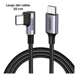 Ugreen Cable Usb C A Usb C 90 Grados 50 Cm 60w Pd Carga Rapida 20v 3a Cargador Usb Tipo C Nylon Trenzado Usb C