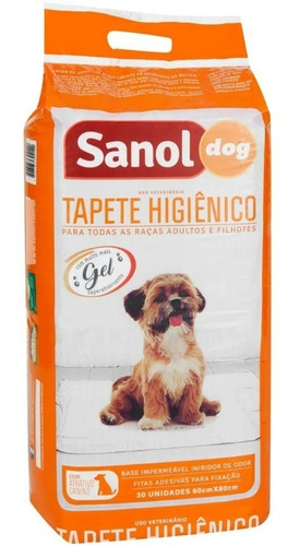 Tapete Higiênico Sanol Dog Grande Gel Absorvente 30 Unidades