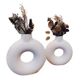 Florero Nordico Donut Moderno Texturado Set X2 Deco Dona 3d