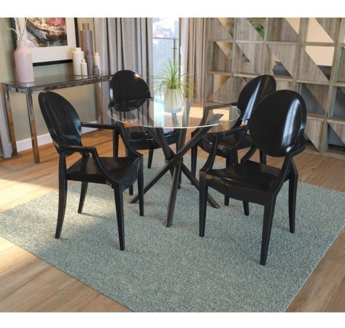 Conjunto De Mesa Volga Com 4 Cadeiras Polipropileno Ji