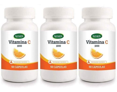 3 Vitamina C 1000mg - 180 Capsulas - 6 Meses Tratamiento