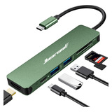 Adaptador Hub Usb C Para Macbook Pro 7 En 1 Color Verde