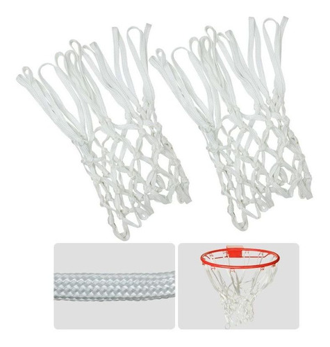 Malla X 2 Aro Baloncesto Red Nylon Basketball Blanca Basket