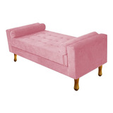 Recamier Baú Félix Queen Size 160cm Suede Rosa Bebê