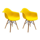 Kit Por 2 Silla Dkr Tipo Eames Brazos - Amarillo Muo