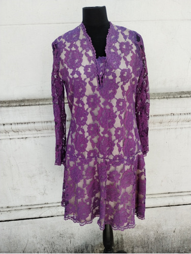 Vestido De Encaje Violeta Vintage