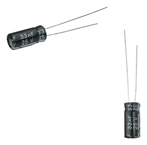 50x Capacitor Eletrolítico 33uf X 25v 105º Kit C/50 Peças