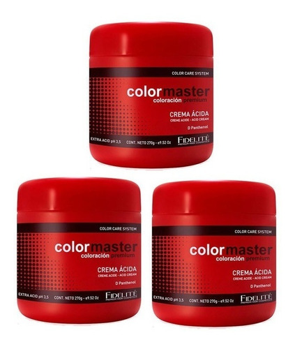 Crema Extra Acida Fidelite Colormaster Pantenol 270gr Kit X3
