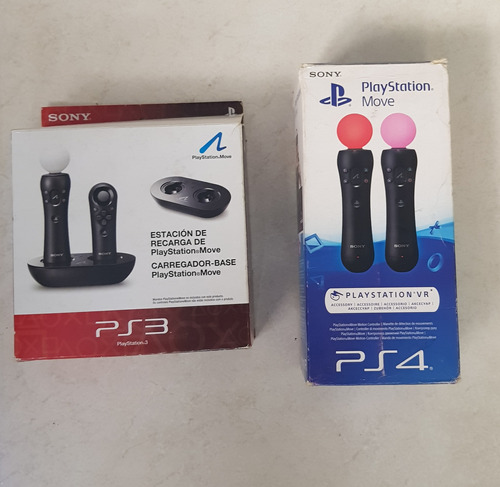  2 Controles Playstation Move Ps3 E Ps4 + Base Carregadora